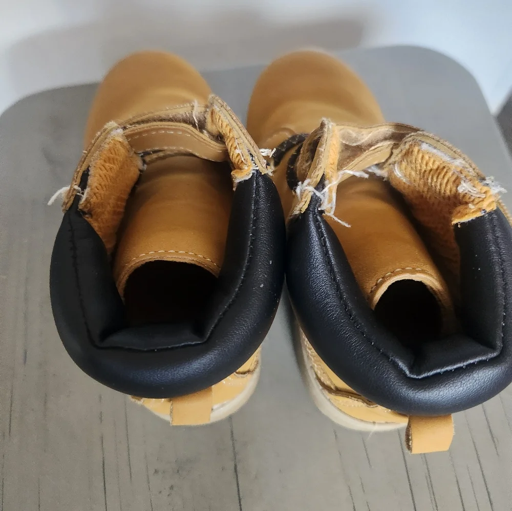 Wonder Nation Kids Tan Boots with Black Laces And Velcro